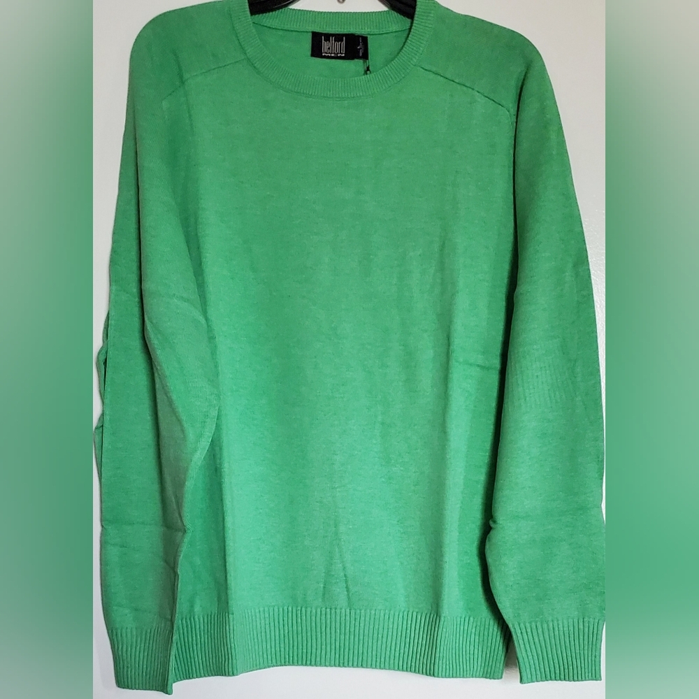 BELFORD Men's Vibrant Green  Crewneck Sweater